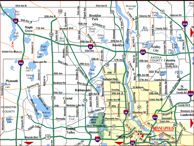 Map Of Metro Area Mn Minnesota Metro Map