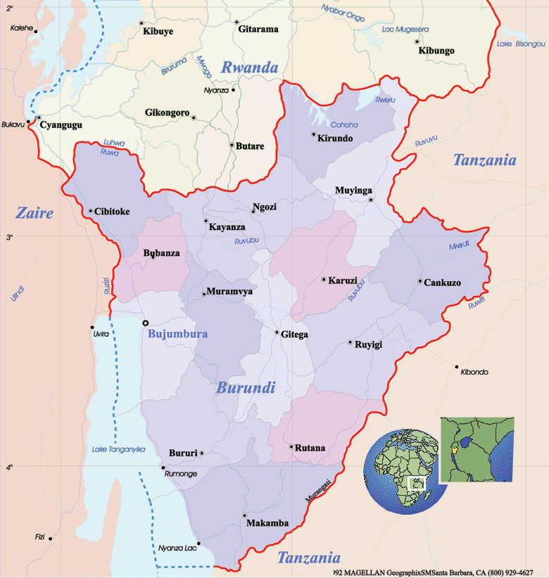 Burundi Map and Satellite Image Geology