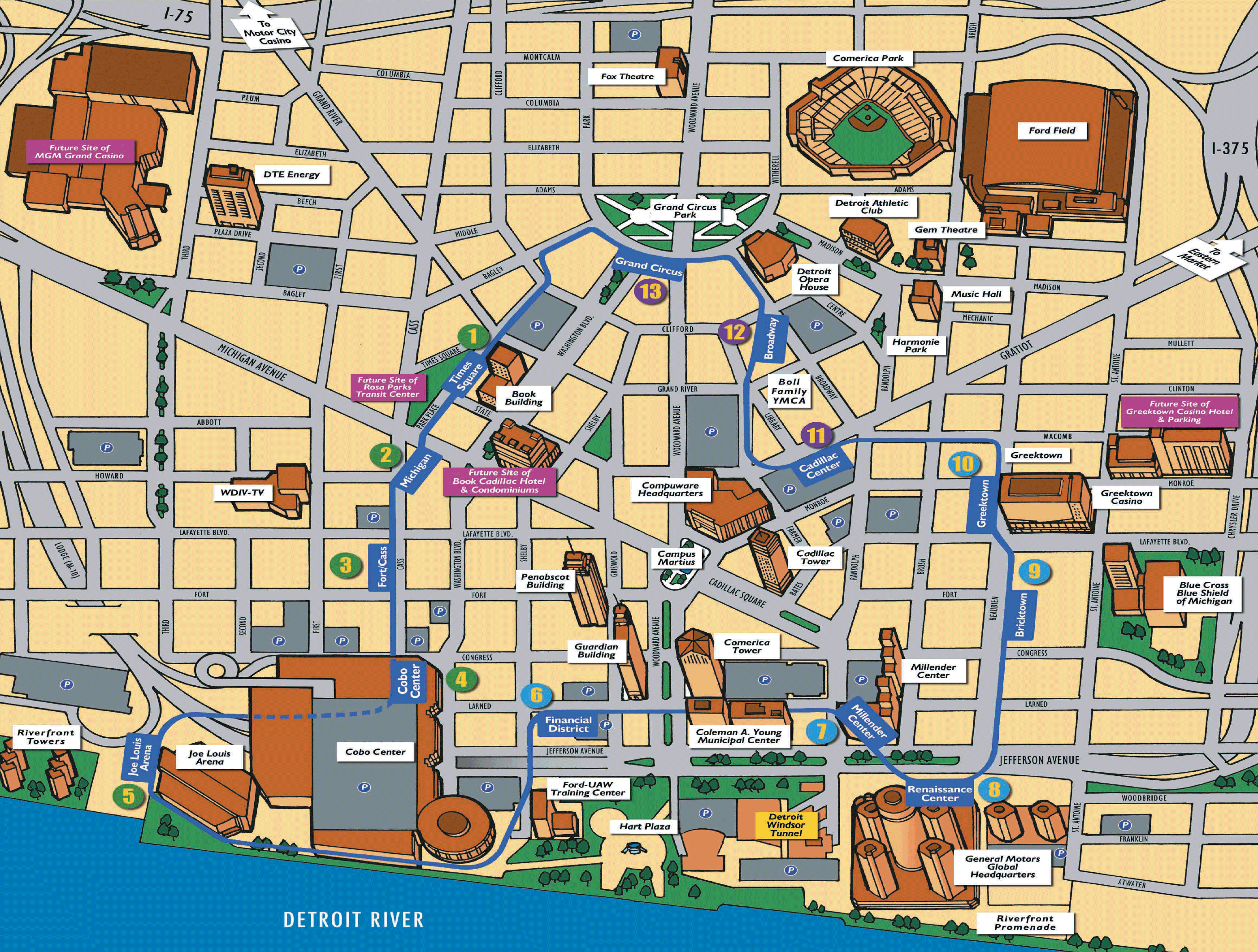 Detroit Metro Area Map Detroit Map Tourist Attractions