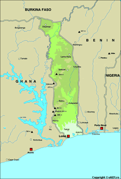 Togo Map Tourist Attractions