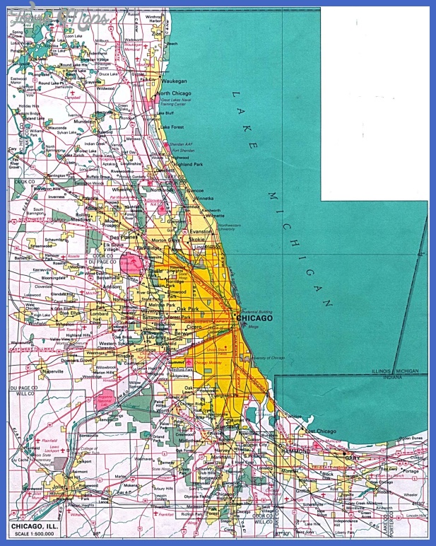 Chicago Amerika Karte Chicago Map