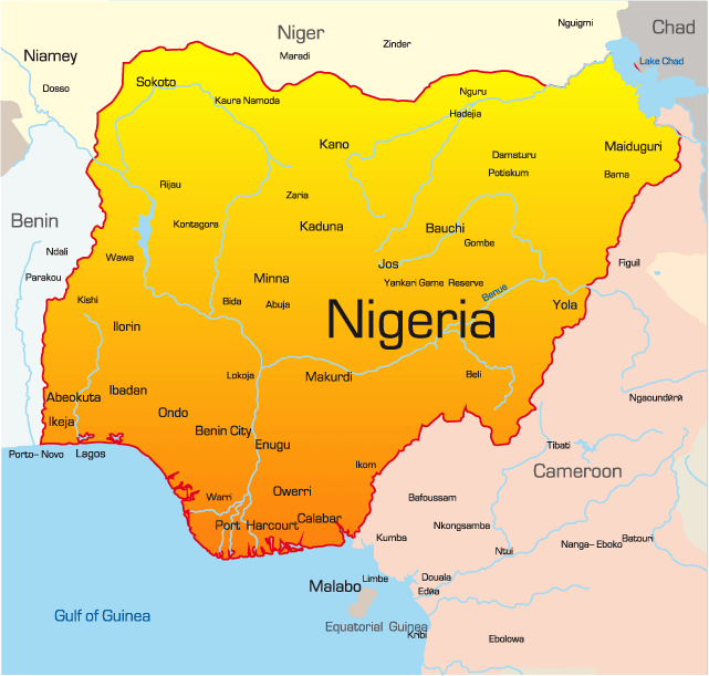 Kaart Nigeria Rivieren Nigeria Map