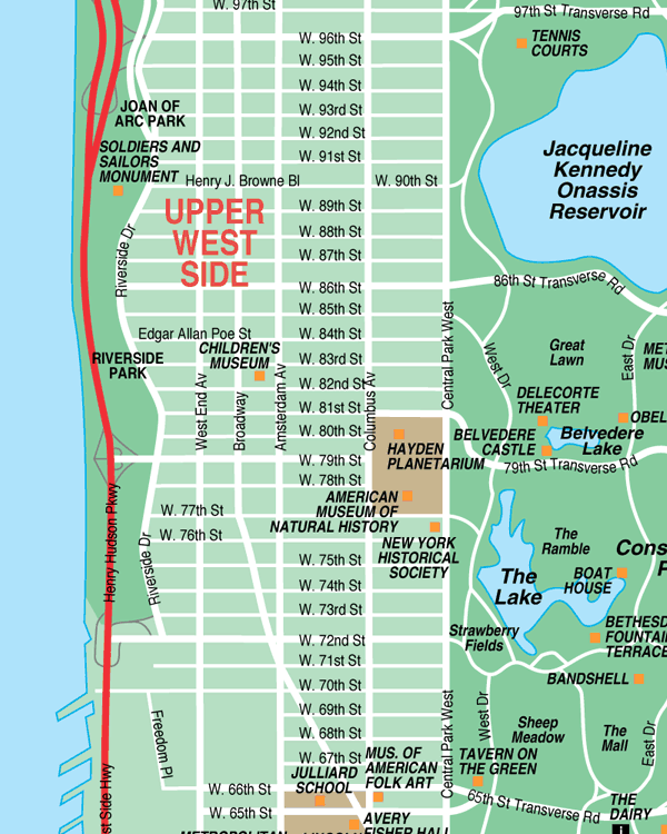 New York map upper west side