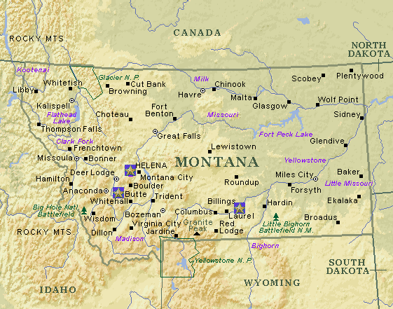 Map Of Montana Towns MONTANA MAP WITH CITIES AND TOWNS