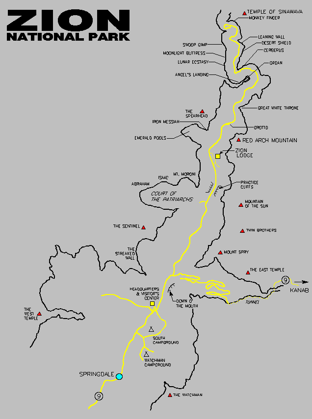 ZION PARK MAP UTAH