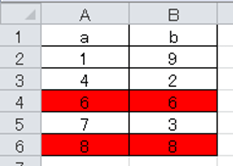 【Excel】エクセルにて隣のセルと同じ値の時に色をつける方法は？違う時に背景色を変えるには？【a列とb列で値が同じ