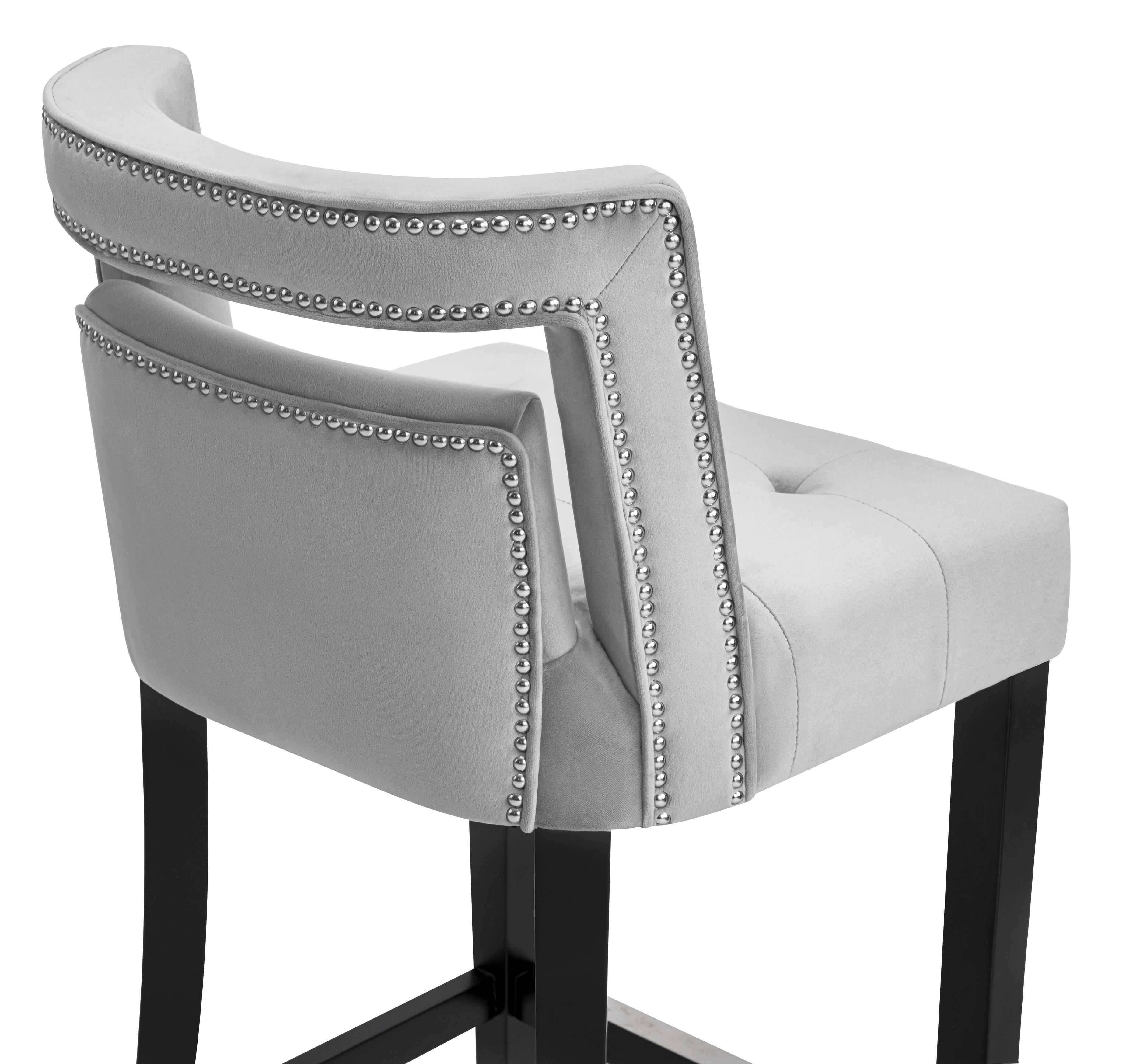 Hart Grey Velvet Bar Stool TOV Furniture