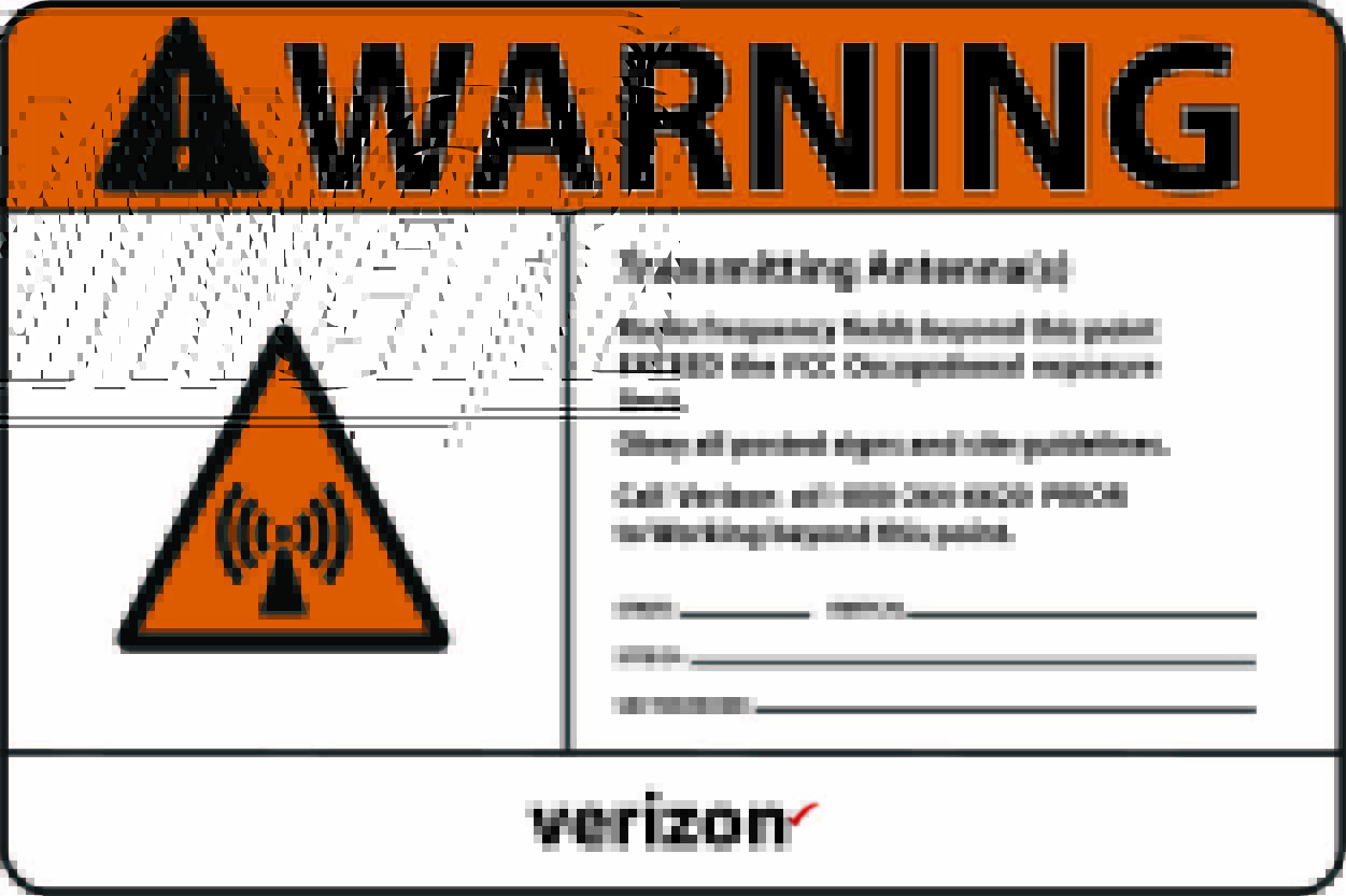 Verizon Wireless RF Safety & FCC Signs (Warning 1) Tower Supply Co(01)