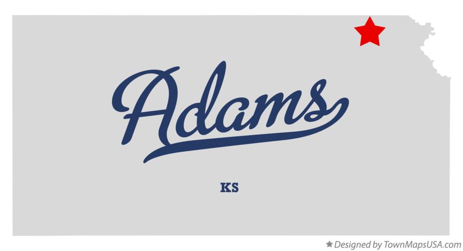 Map of Adams, KS, Kansas