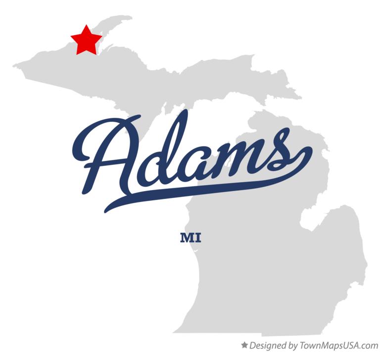 Map of Adams, Houghton County, MI, Michigan