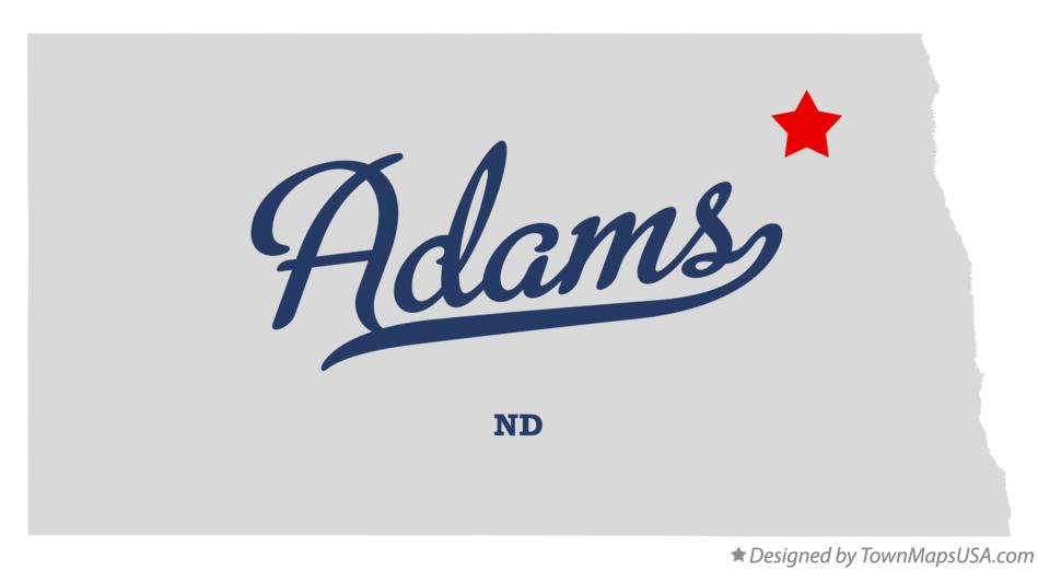 Map of Adams, ND, North Dakota