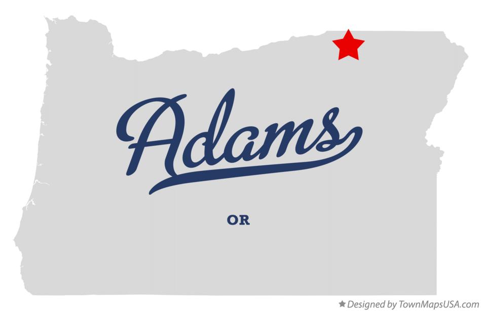 Map of Adams, OR, Oregon