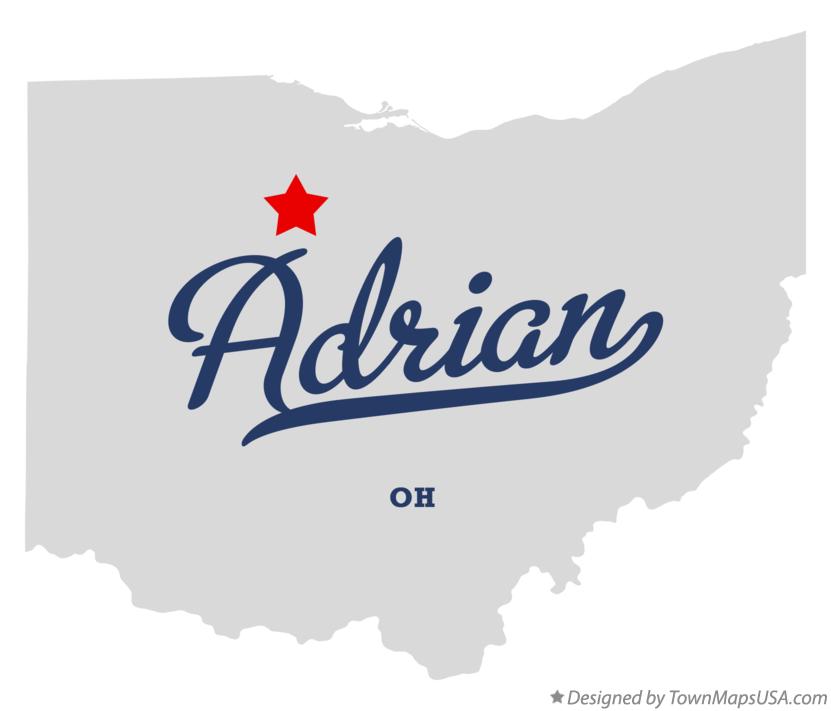 Map of Adrian, OH, Ohio