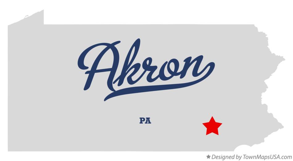 Map of Akron, PA, Pennsylvania
