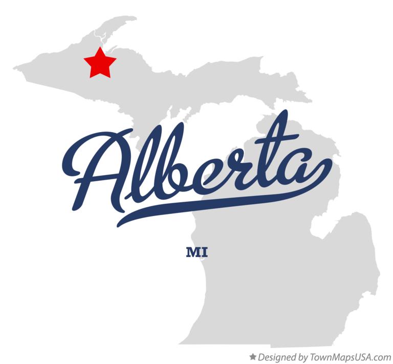 Map of Alberta, MI, Michigan