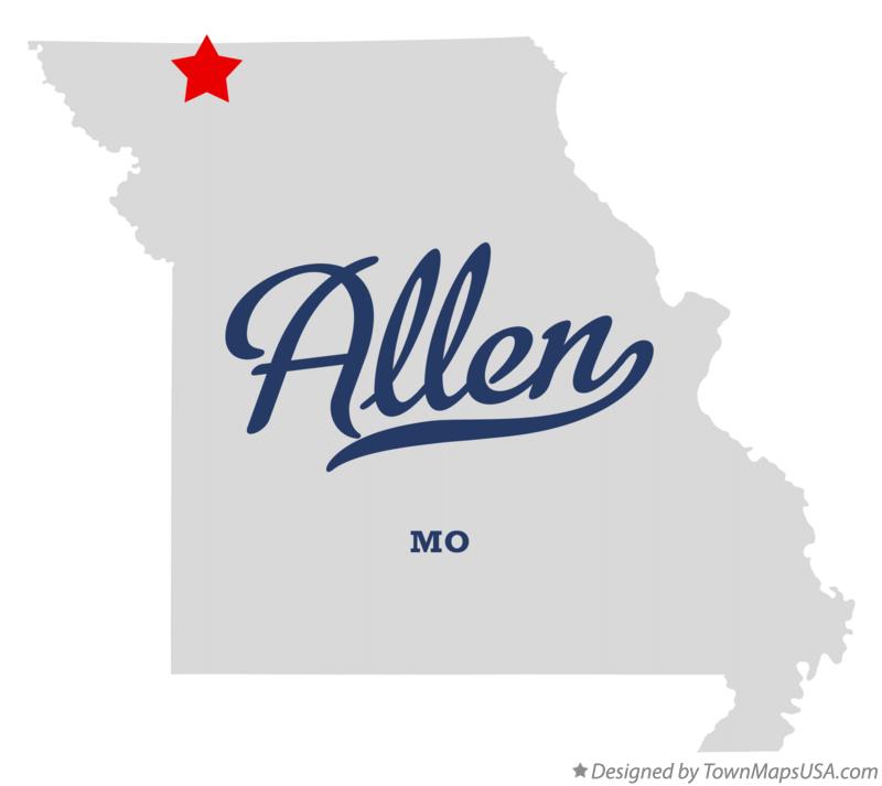 Map of Allen, MO, Missouri