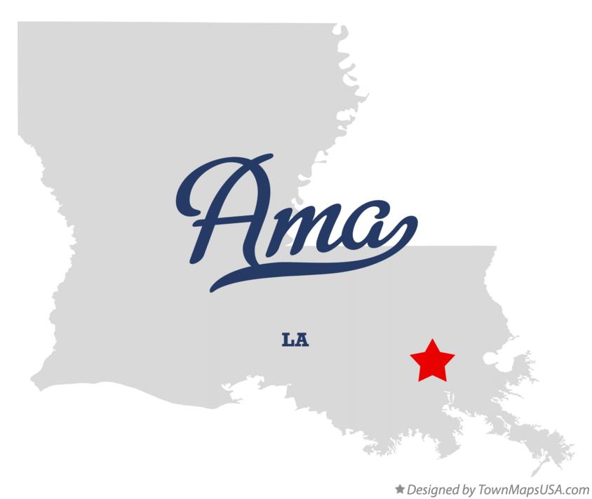 Map of Ama, LA, Louisiana