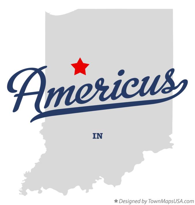 Map of Americus, IN, Indiana