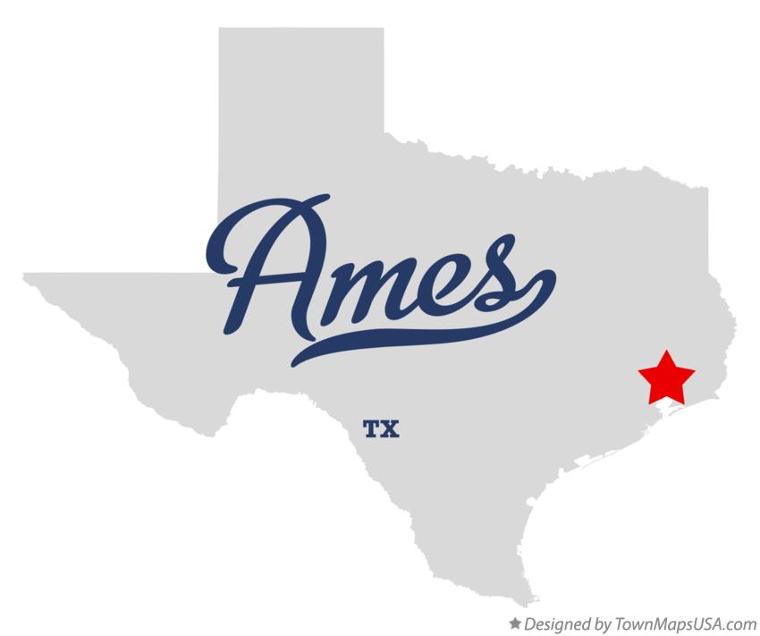 Map of Ames, TX, Texas