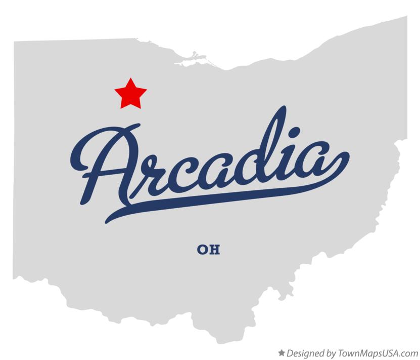 Map of Arcadia, OH, Ohio