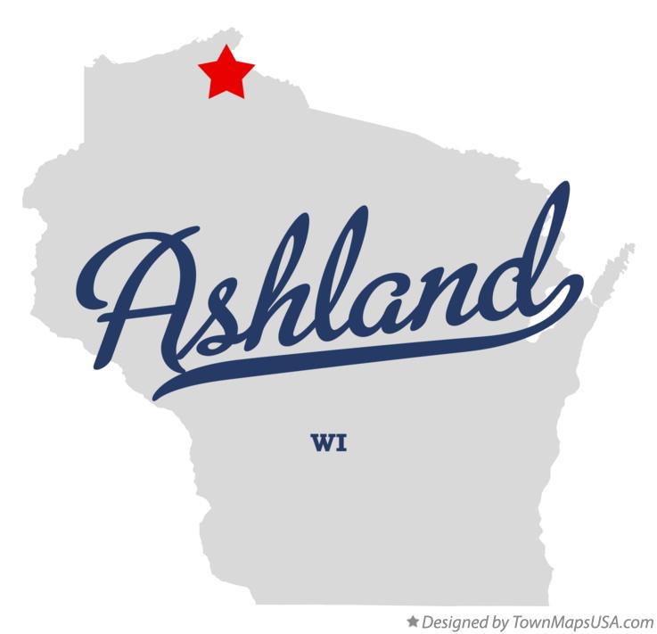 Map showing Ashland, Wisconsin When we went up there we stayed overnight in Ashland then drove