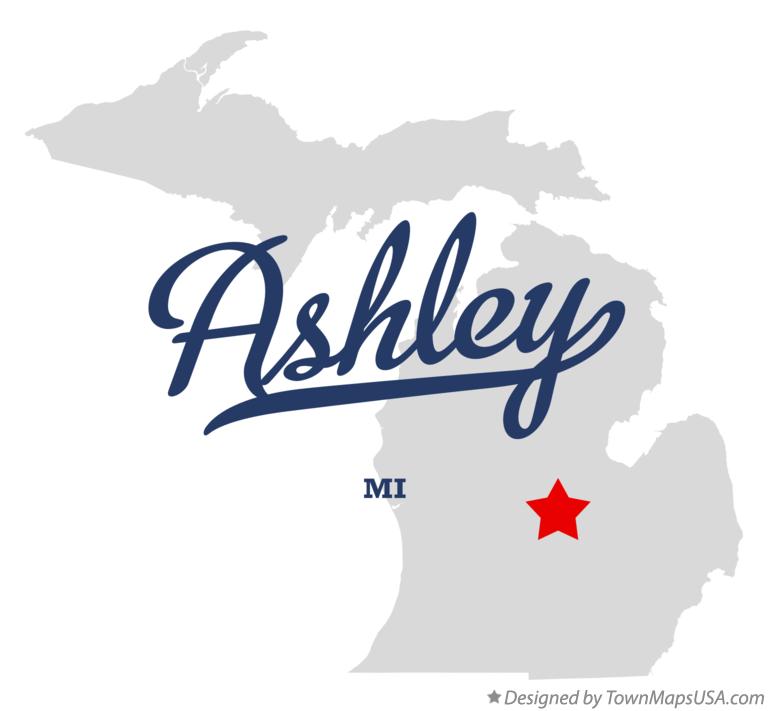 Map of Ashley, MI, Michigan