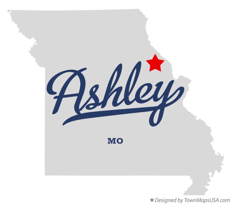 Map of Ashley, MO, Missouri