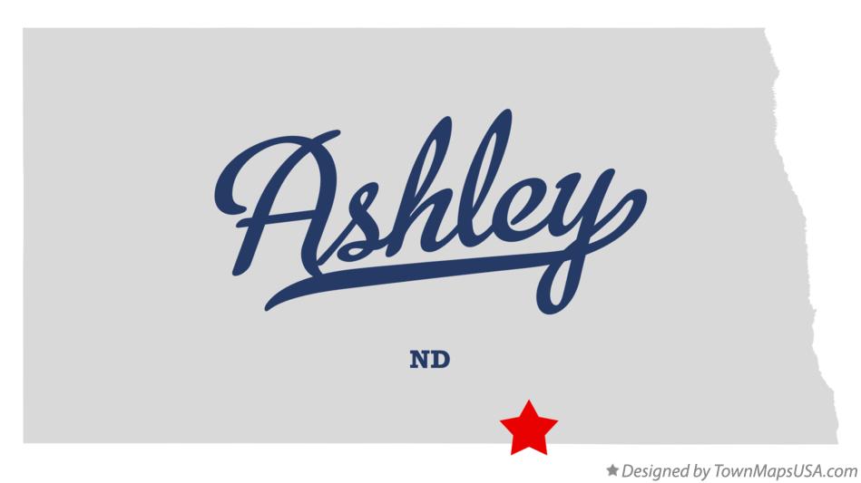 Map of Ashley, ND, North Dakota