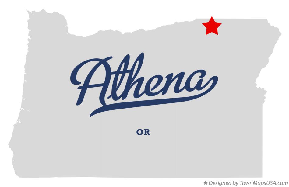 Map of Athena, OR, Oregon