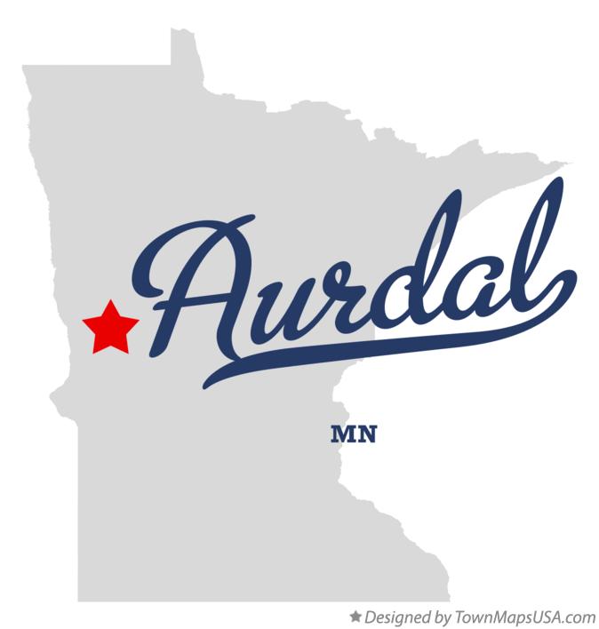 Map of Aurdal, MN, Minnesota
