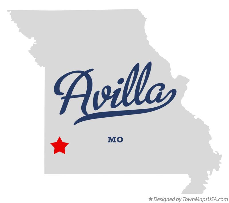 Map of Avilla, MO, Missouri