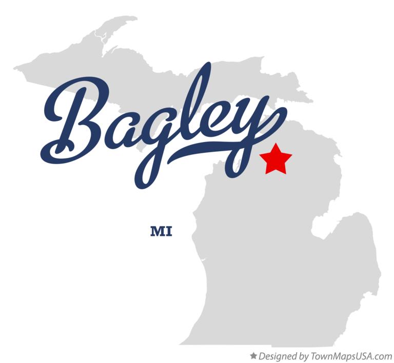 Map of Bagley, MI, Michigan