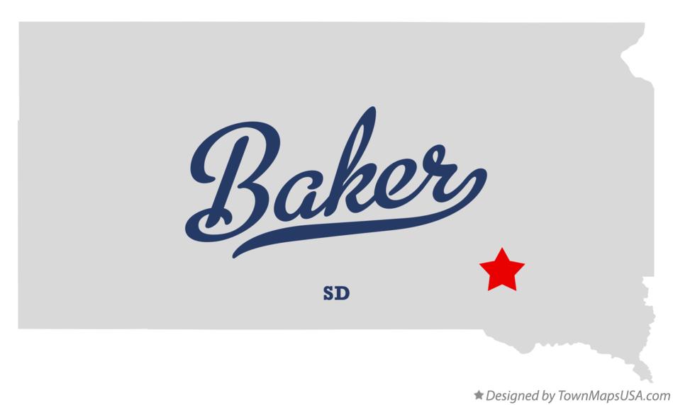 Map of Baker, Davison County, SD, South Dakota