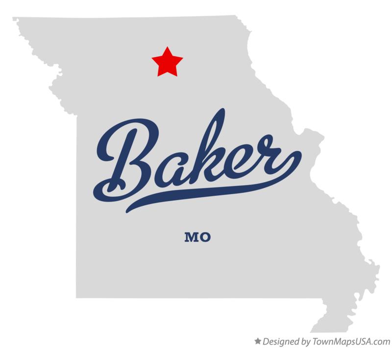 Map of Baker, Linn County, MO, Missouri