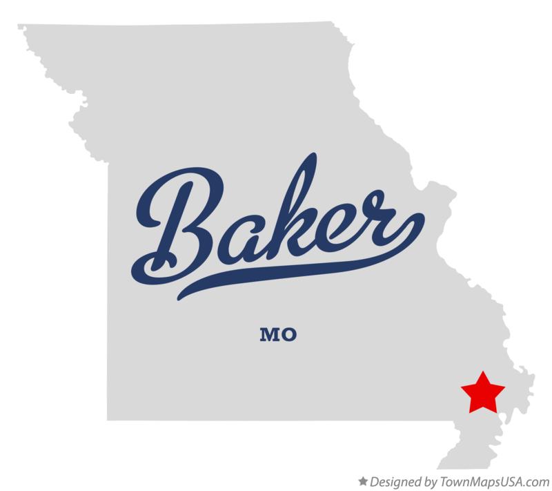 Map of Baker, Stoddard County, MO, Missouri