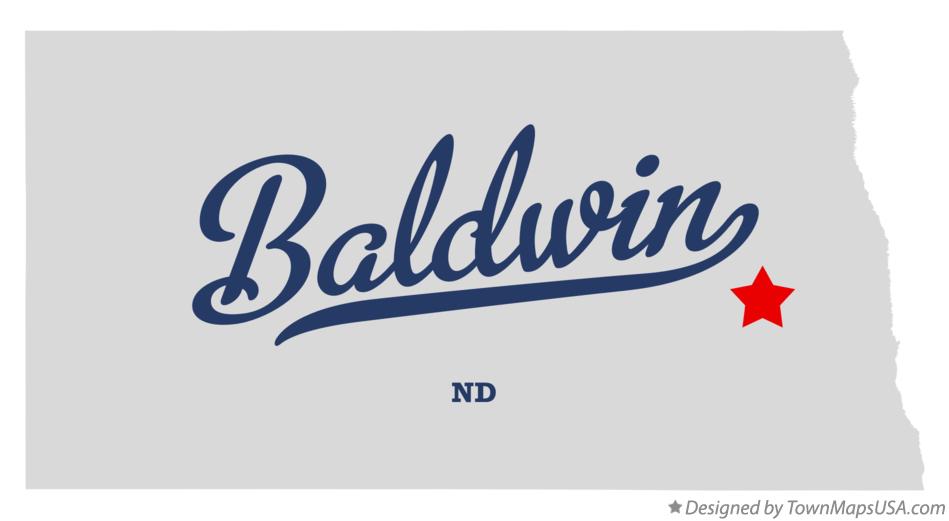 Map of Baldwin, Barnes County, ND, North Dakota