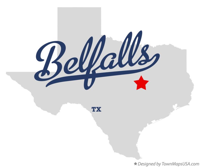 Map of Belfalls, TX, Texas