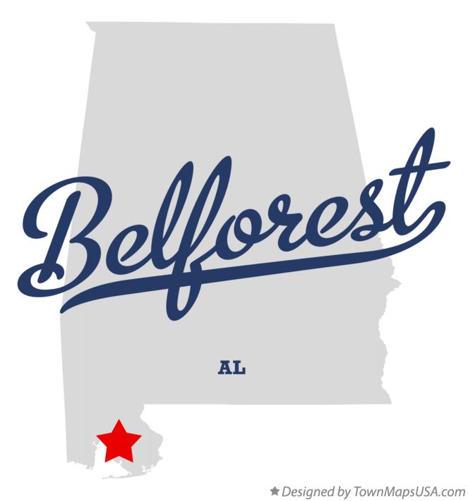 Map of Belforest, AL, Alabama
