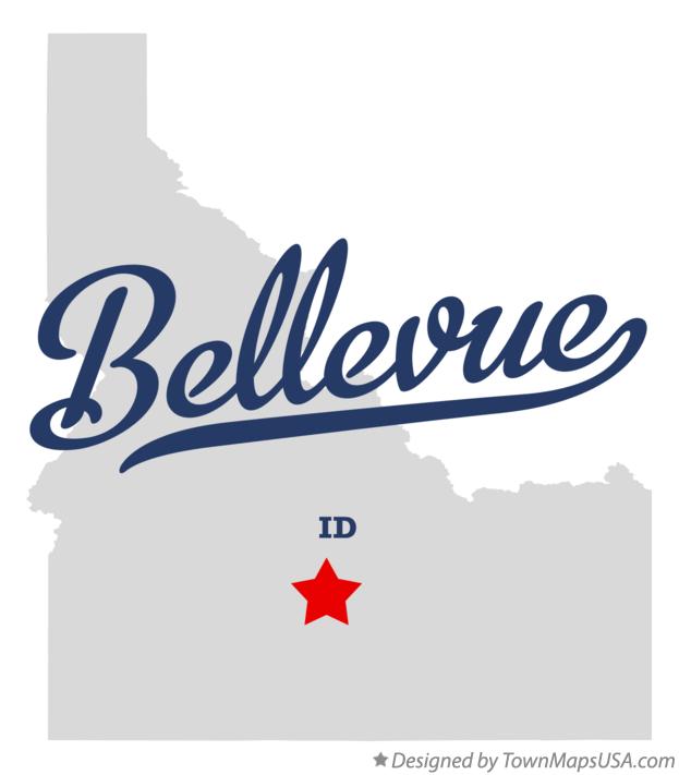 Map of Bellevue, ID, Idaho