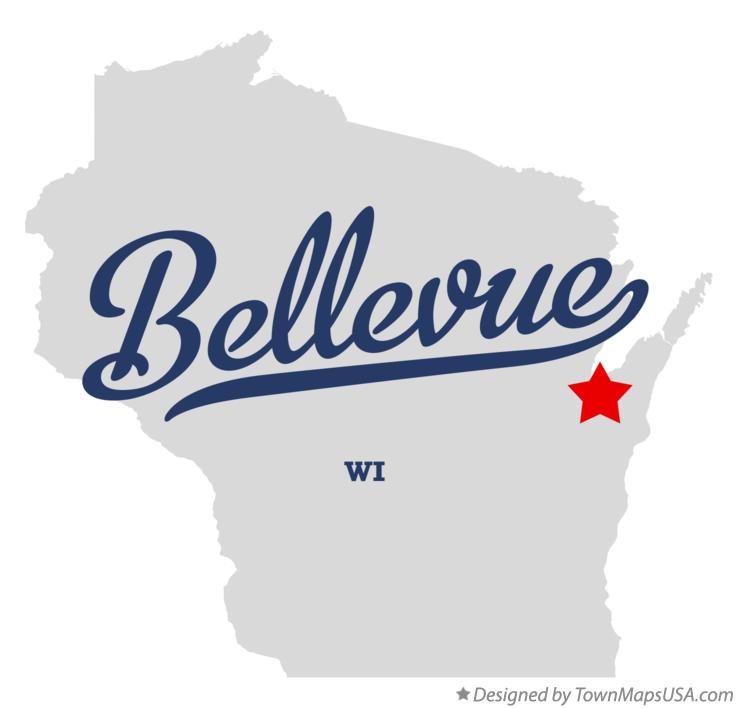 Map of Bellevue, WI, Wisconsin