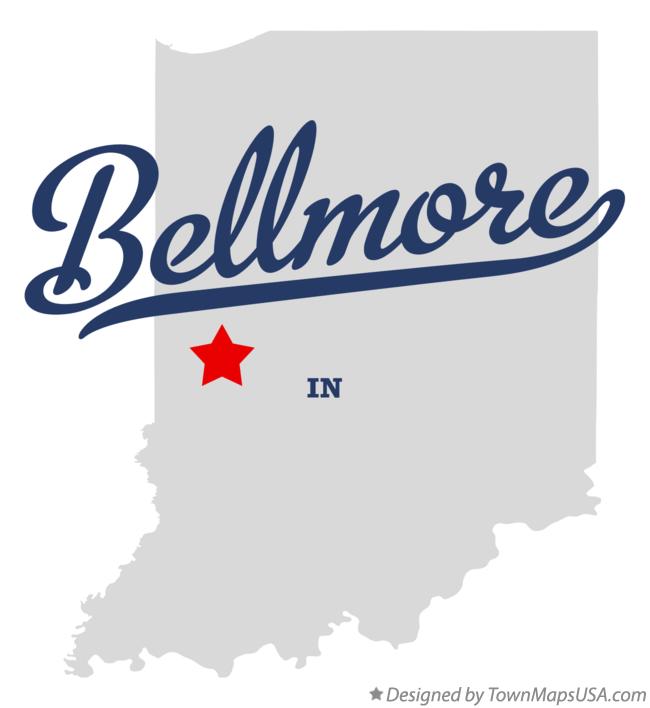 Map of Bellmore, IN, Indiana