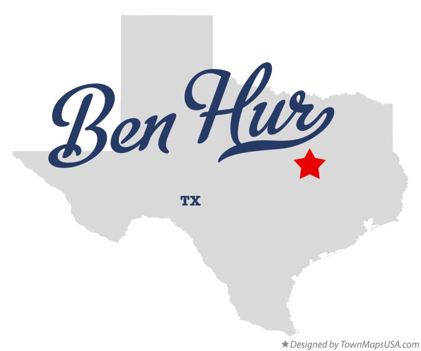 Map of Ben Hur, TX, Texas