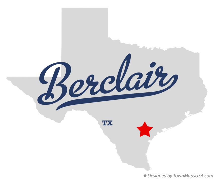 Map of Berclair, TX, Texas