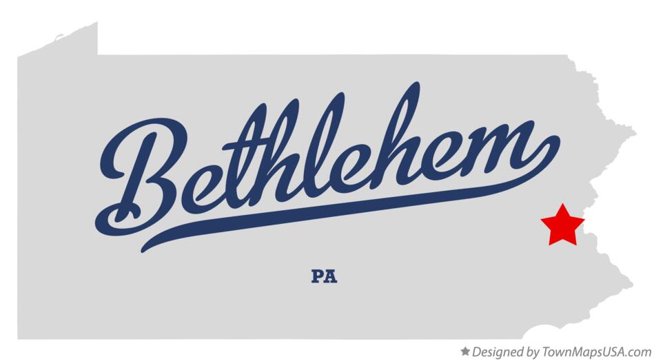 Map of Bethlehem, PA, Pennsylvania