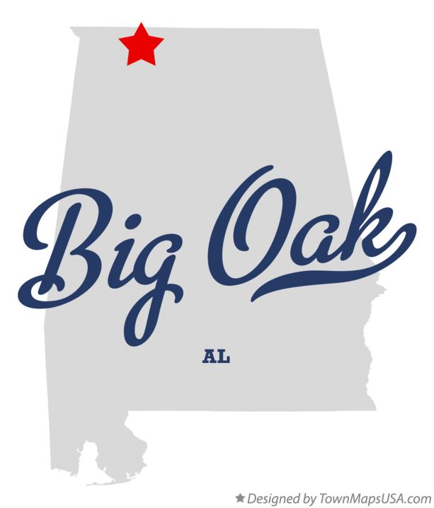 Map of Big Oak, AL, Alabama