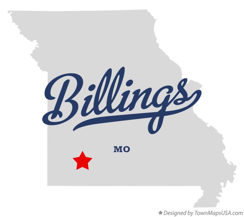 Map of Billings, MO, Missouri
