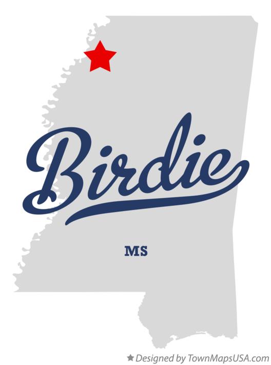 Map of Birdie, MS, Mississippi