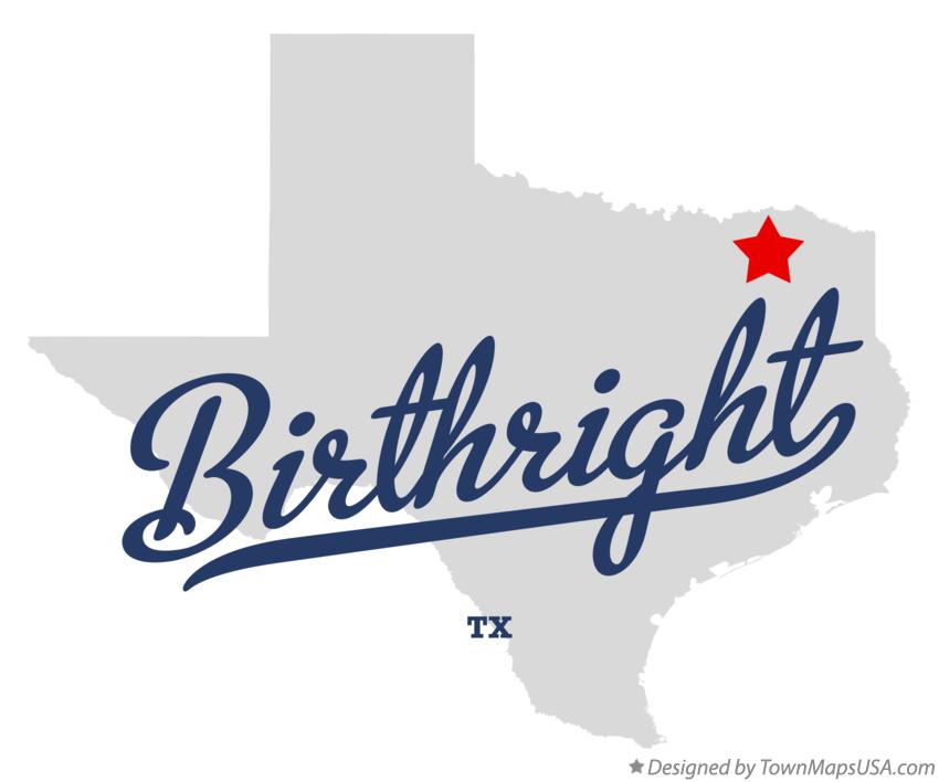 Map of Birthright, TX, Texas