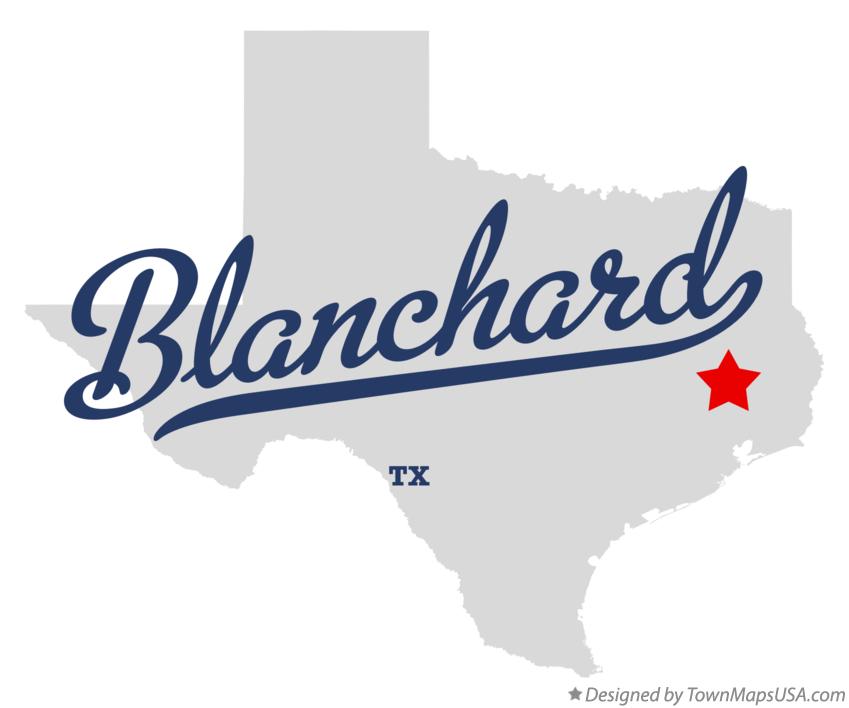 Map of Blanchard, TX, Texas