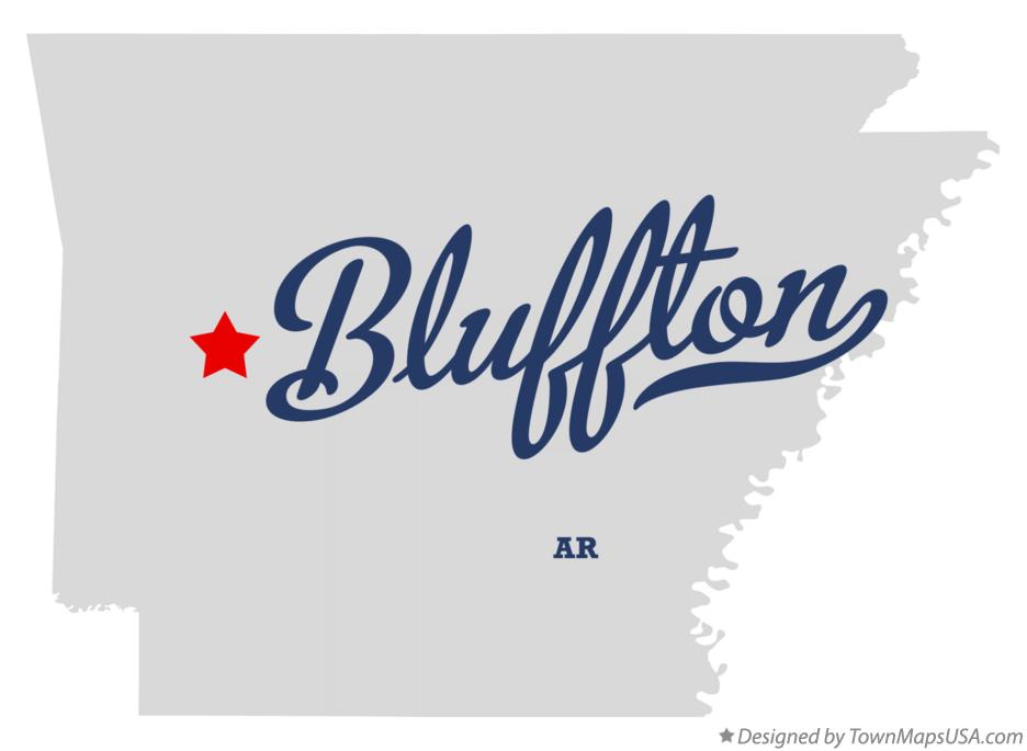 Map of Bluffton, AR, Arkansas